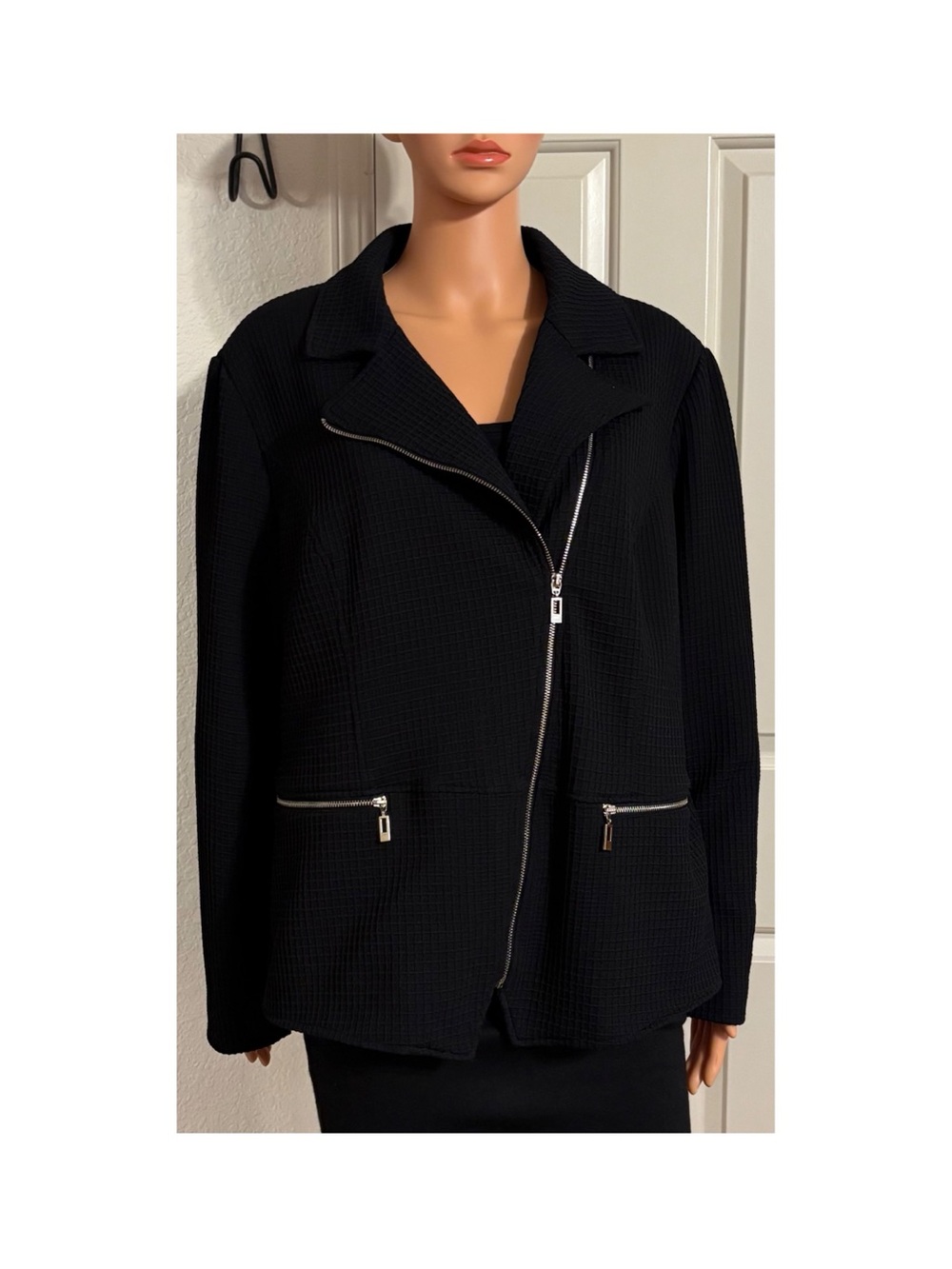 Chico's Black Asymmetric Zip Blazer